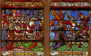 Vitrail représentant la Via Crucis - French School